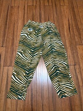 Zubaz Zebra Sweatpants Pajamas Green Yellow Gold Size Medium NFL Football